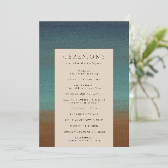 Programa Casamento Moderno Abstrato com Elegância Costeira (Em pé/Frente)