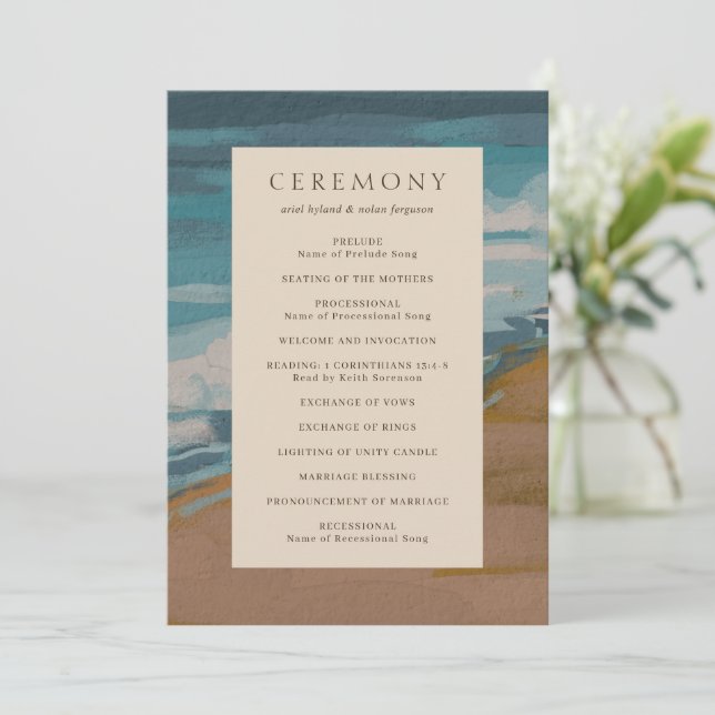 Programa Casamento Moderno Abstrato com Elegância Costeira (Em pé/Frente)