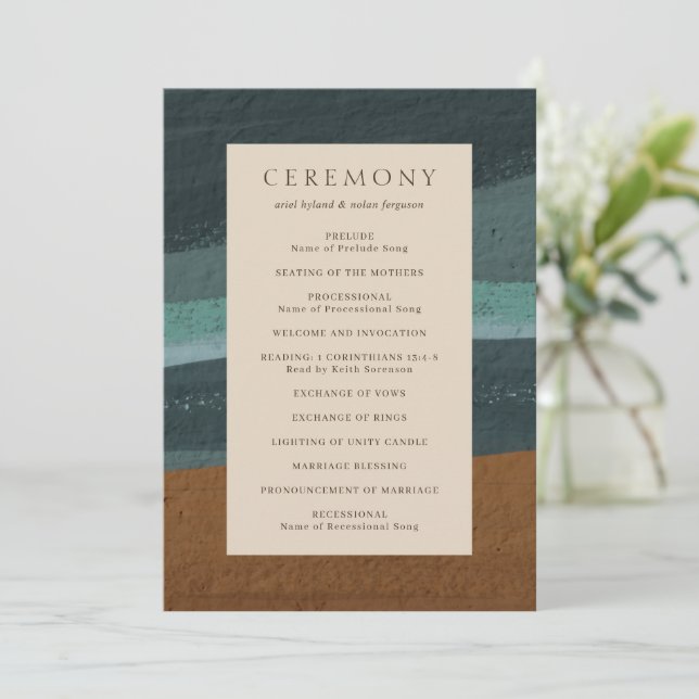 Programa Casamento Moderno Abstrato com Elegância Costeira (Em pé/Frente)