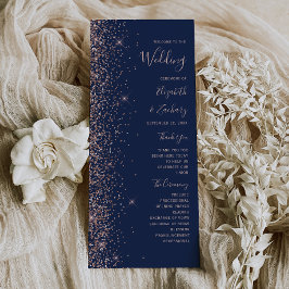 Programa Casamento Moderno com Brilho Azul Navy e Dourado R