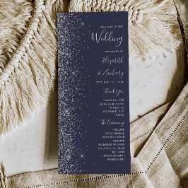 Programa Casamento Moderno com Brilho Prata Azul Escuro