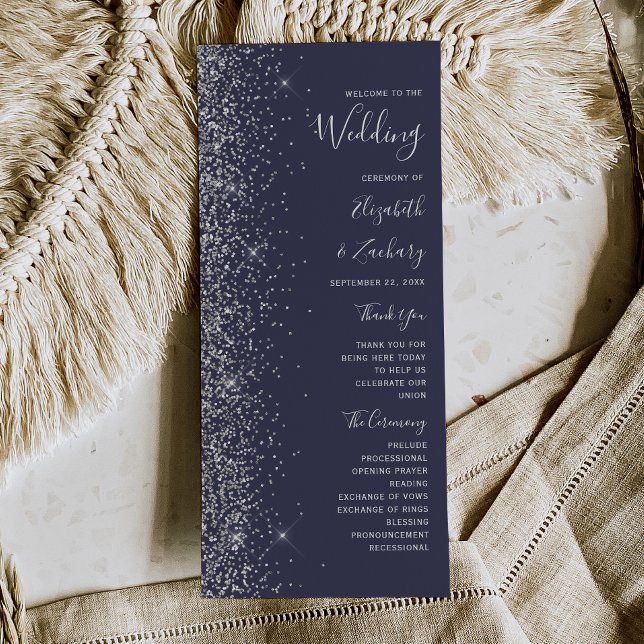 Programa Casamento Moderno com Brilho Prata Azul Escuro (Criador carregado)