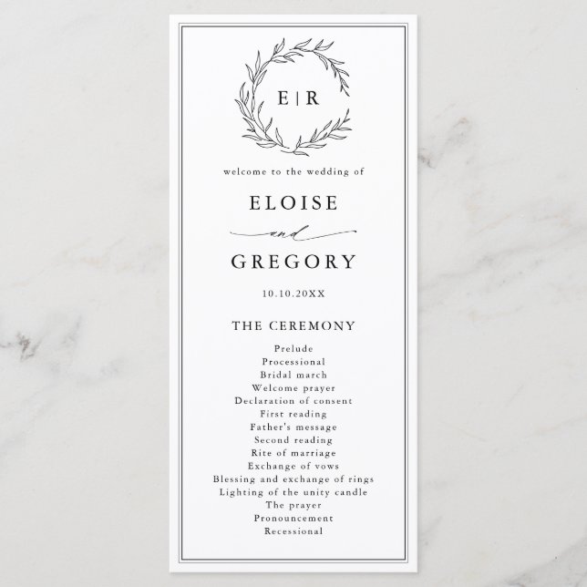 Programa Casamento Moderno de Folha Branca e Negra Minimali (Frente)