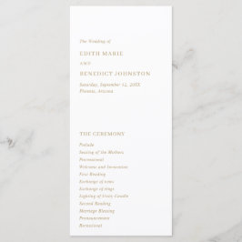 Programa Casamento Moderno Dourado Minimalista