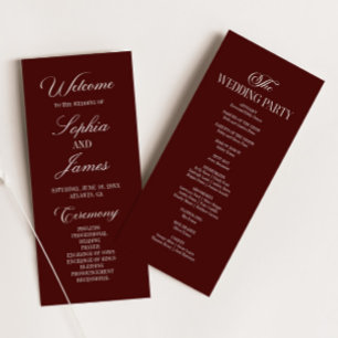 Programa Casamento Moderno Elegante Burgundy Escuro