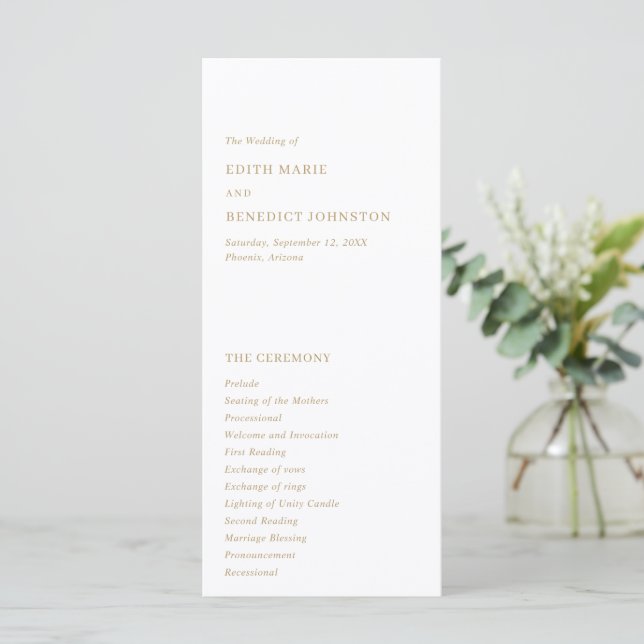 Programa Casamento Moderno Minimalista a Ouro (Em pé/Frente)