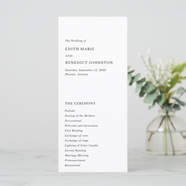 Programa Casamento Moderno Minimalista Preto e Branco (Em pé/Frente)