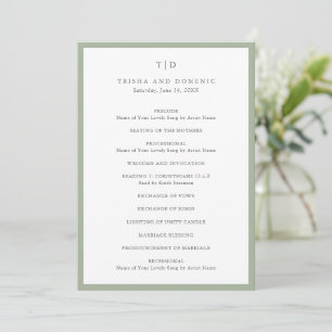 Programa Casamento Moderno Monograma Verde Safira Elegante