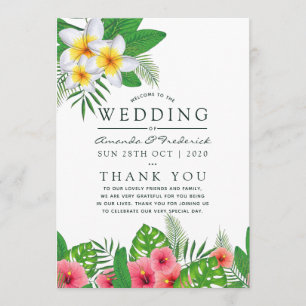 Programa Casamento na Praia com Folhas Tropicais em Aquarel
