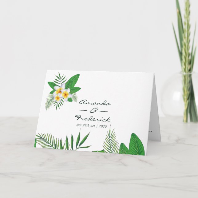 Programa Casamento na Praia com Folhas Tropicais em Aquarel (Frente)