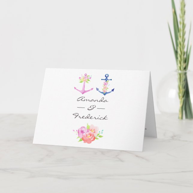 Programa Casamento Náutico Floral Aquarela (Frente)