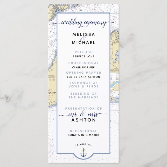 Programa Casamento Náutico Tradicional em Martha's Vineyard (Frente)