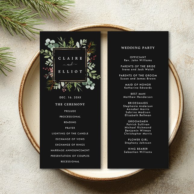 Programa Casamento Negra de Natal Feriado em Verde Botânico (Front & Back)