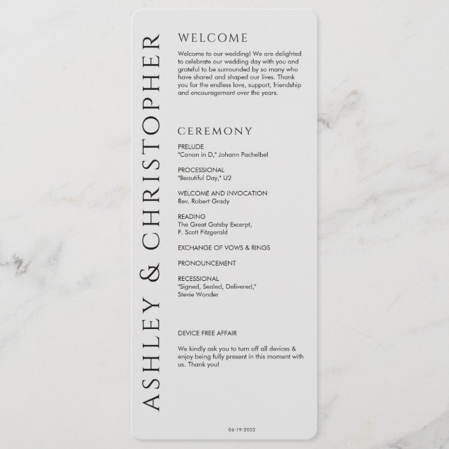 Programa Casamento Negra Elegante Moderno de Fumaça (Frente)