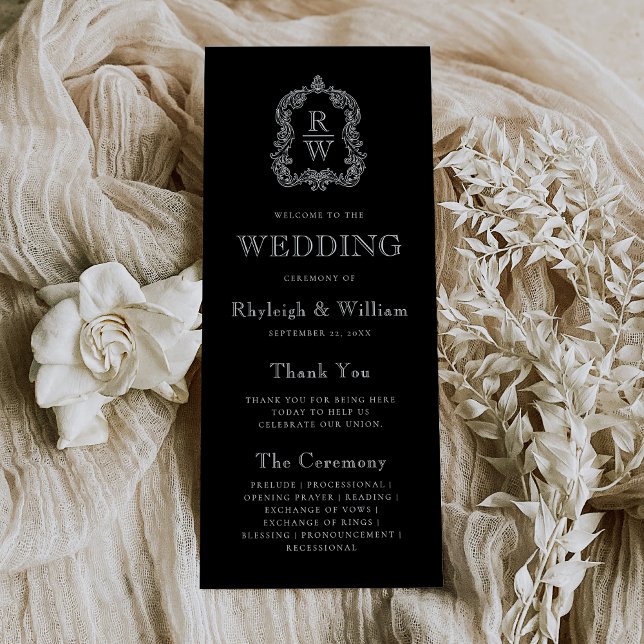 Programa Casamento Negra Monograma Crest (Criador carregado)