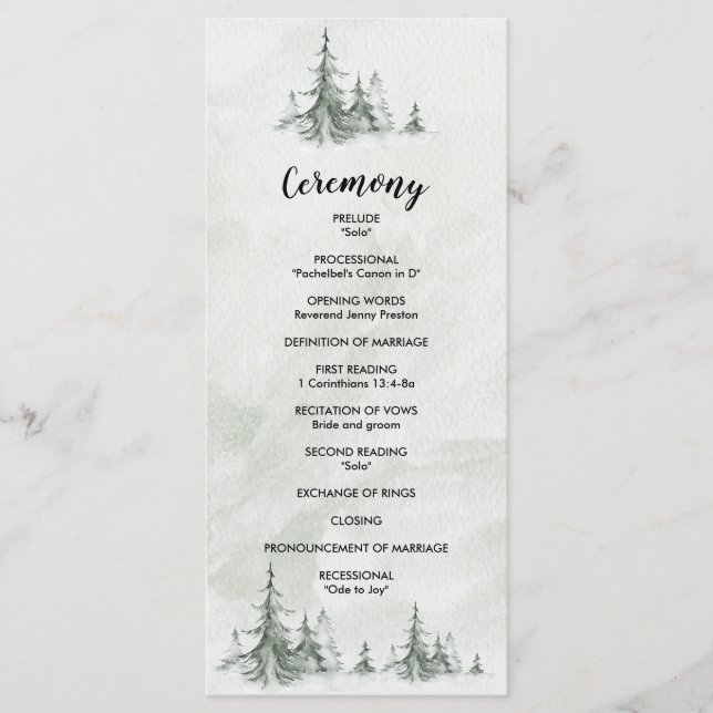 Programa Casamento no inverno de Árvores de Cores Aquáticas (Frente)