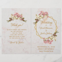 Programa Casamento Orquídeas Rosa Douradas Marble 