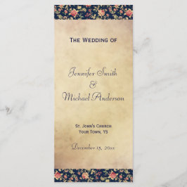 Programa Casamento para Elegante Vintage Blue Rosa