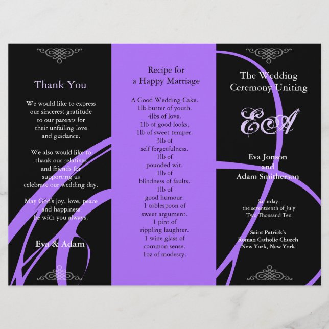 Programa Casamento Pasta Grelha Roxo Preto (Frente)