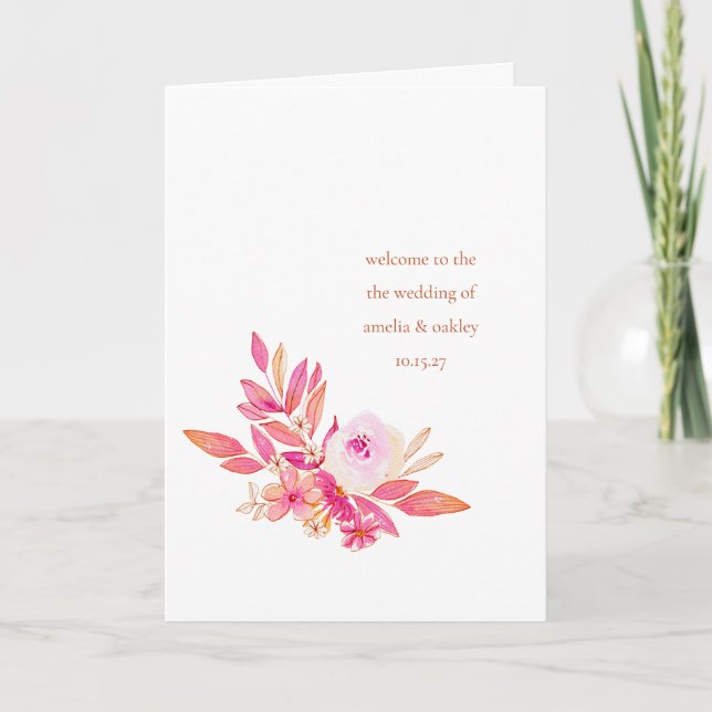 Programa Casamento Personalizado De Chic Floral Laranja Cor (Frente)