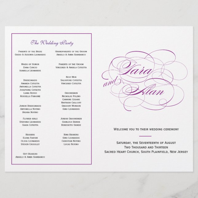 Programa Casamento Personalizado - Roxo (Frente)