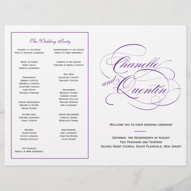 Programa Casamento Personalizado - Roxo (Frente)