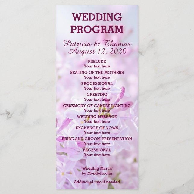 Programa Casamento personalizável (Frente)