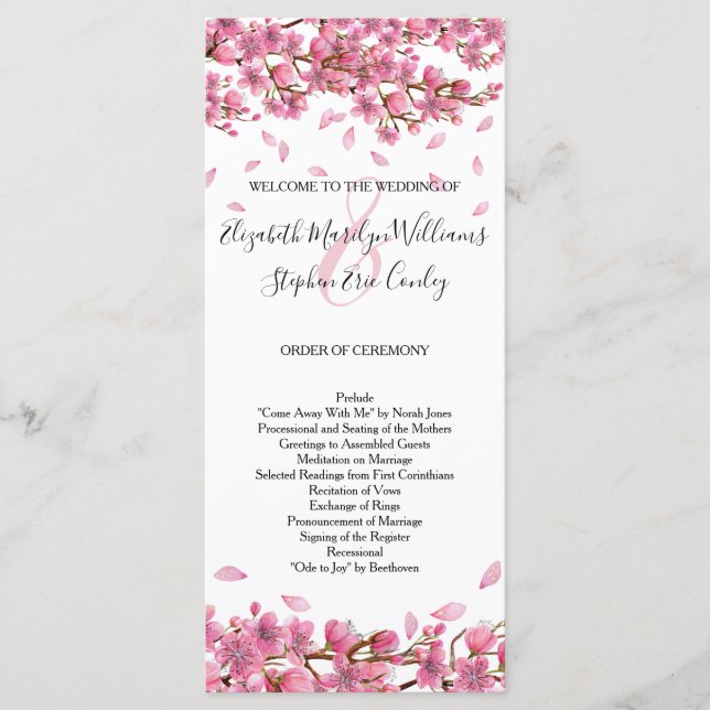Programa Casamento Pink Cherry Blossoms (Frente)