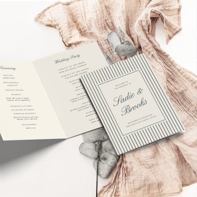 Programa Casamento Pinstripe Escrito Clássico com Abeto Fum (Criador carregado)