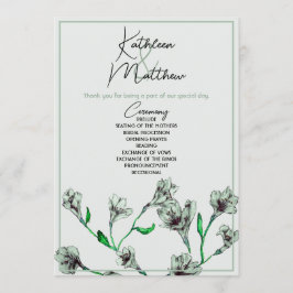 Programa Casamento por Aquarela Floral Verde Sage