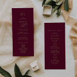 Programa Casamento por Monograma Romântico Burgundy<br><div class="desc">Este programa romântico de casamento da caligrafia romântica é perfeito para um casamento simples. O clássico design moderno apresenta espirais de rico e turbilhões brancos com elegantes e elegantes champanhes de ouro falso. Inclua as iniciais dos casais, os nomes do casal, a data e o local do casamento, a mensagem...</div>