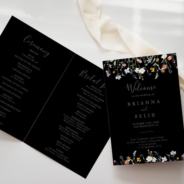 Programa Casamento Preto Dobrado Floral Multicolorido Selva (Criador carregado)