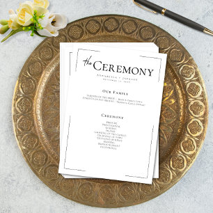 Programa Casamento preto e branco com tipografia mínima