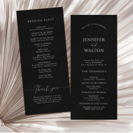 Programa Casamento preto e branco Elegante simples