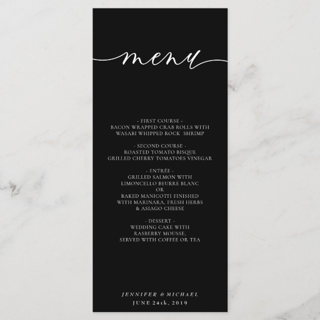 Programa Casamento Preto Minimal Limpo Simples Moderno (Frente)