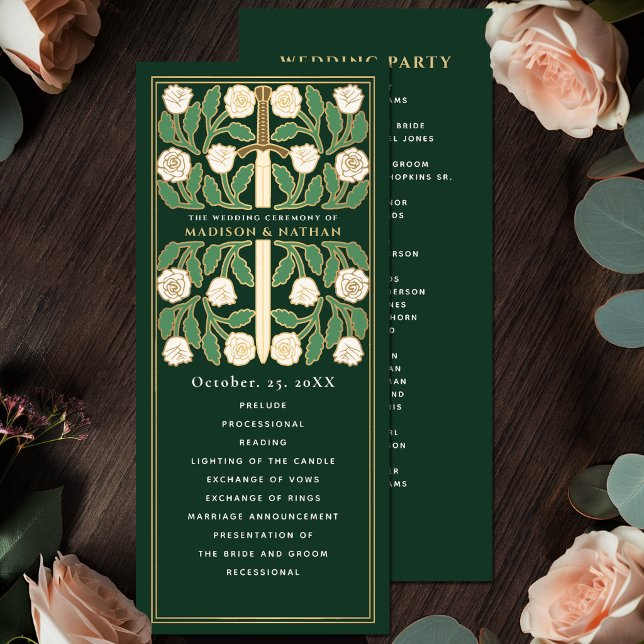 Programa Casamento Real Espada Dourada Floral Branco Verde (Criador carregado)