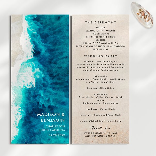 Programa Casamento Retro Azul Marinho Areia da Praia (Criador carregado)