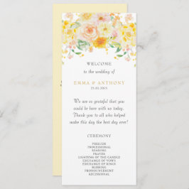 Programa Casamento Romântico Amarelo-Amarelo-Floral-Aquarel