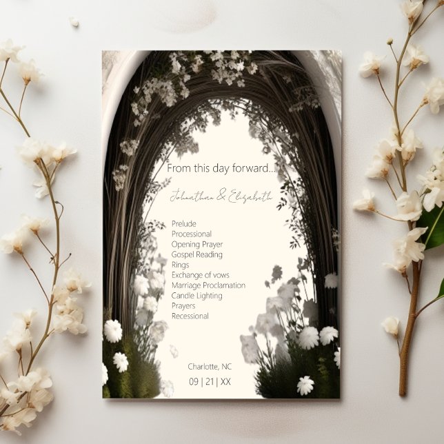Programa Casamento Romântico de Arca Botânica (Romantic Boho Botanical Arch Wedding Program)