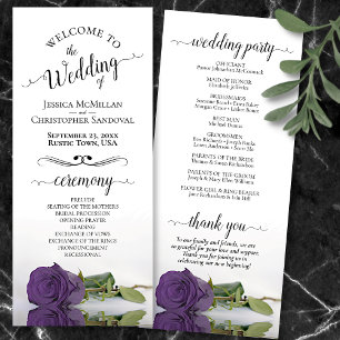 Programa Casamento Romântico de Rosa Roxo Ametist Elegante