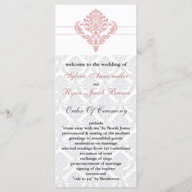 programa Casamento rosa damask (Frente)