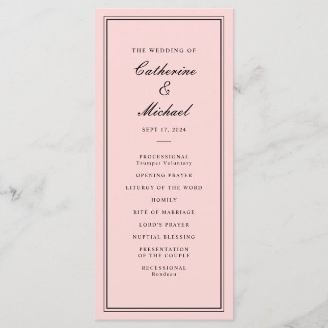 Programa Casamento Rosa e Preto de Roteiro Clássico Absolut (Frente)