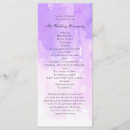 Programa Casamento roxo aquarela. Violeta lilás elegante