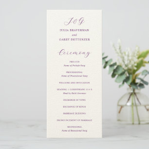 Programa Casamento Roxo Tradicional Elegante
