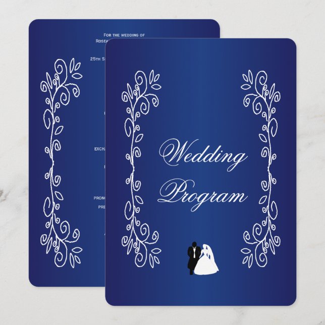 Programa Casamento Royal Blue Colour Bride Groom (Frente/Verso)