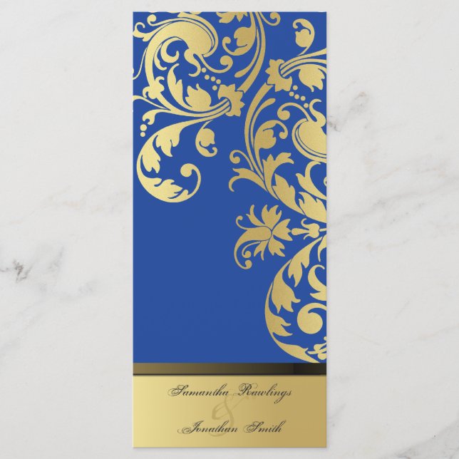 Programa Casamento - Royal Blue & Dourado Shimmer  (Frente)