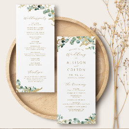 Programa Casamento russo de ouro eucalipto verde boho