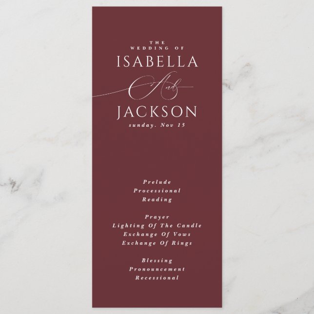 Programa Casamento Russo do Exterior Burgundy (Frente)