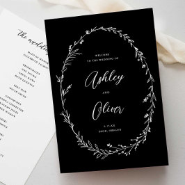 Programa Casamento Rustic Black & White Wreath