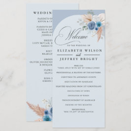 Programa Casamento Rustic Calliografia Boho Dusty Blue Pamp